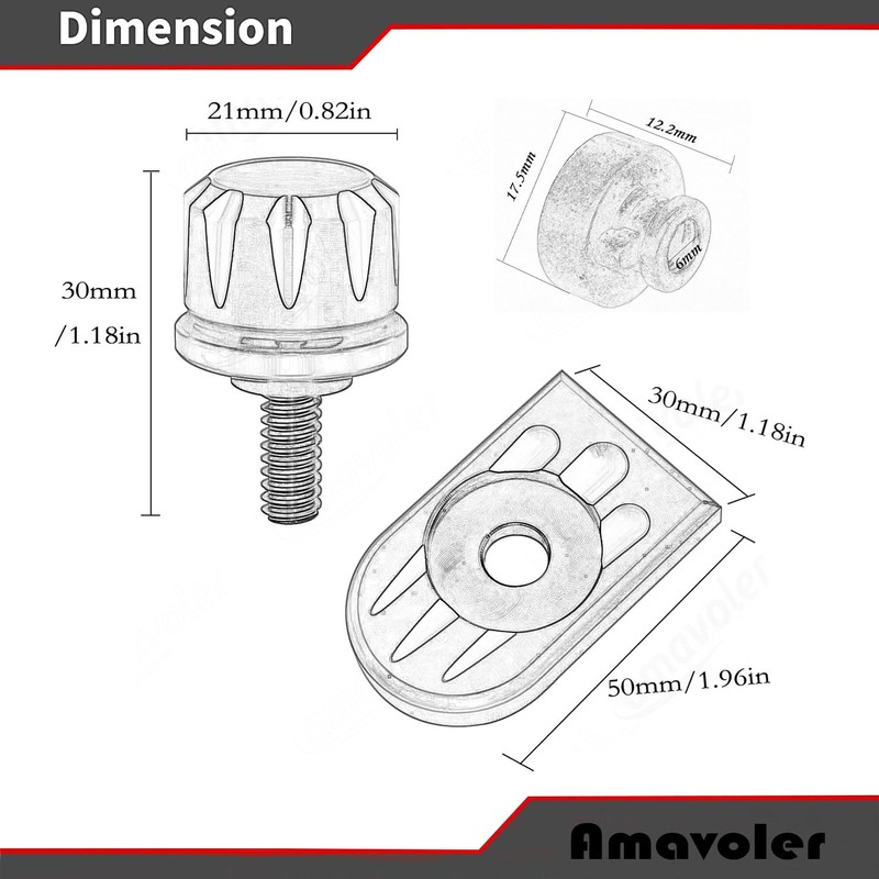 Amavoler Stainless Seat Bolt +Nut + Screw Mount Knob Cover