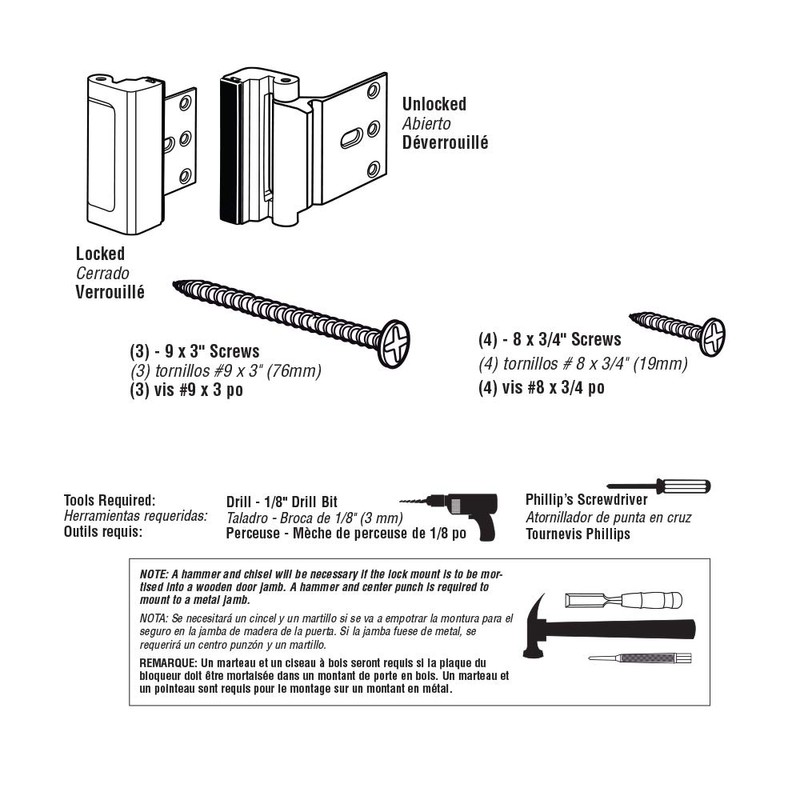 Prime-Line U 11441 Door Reinforcement Lock – Add Extra, High
