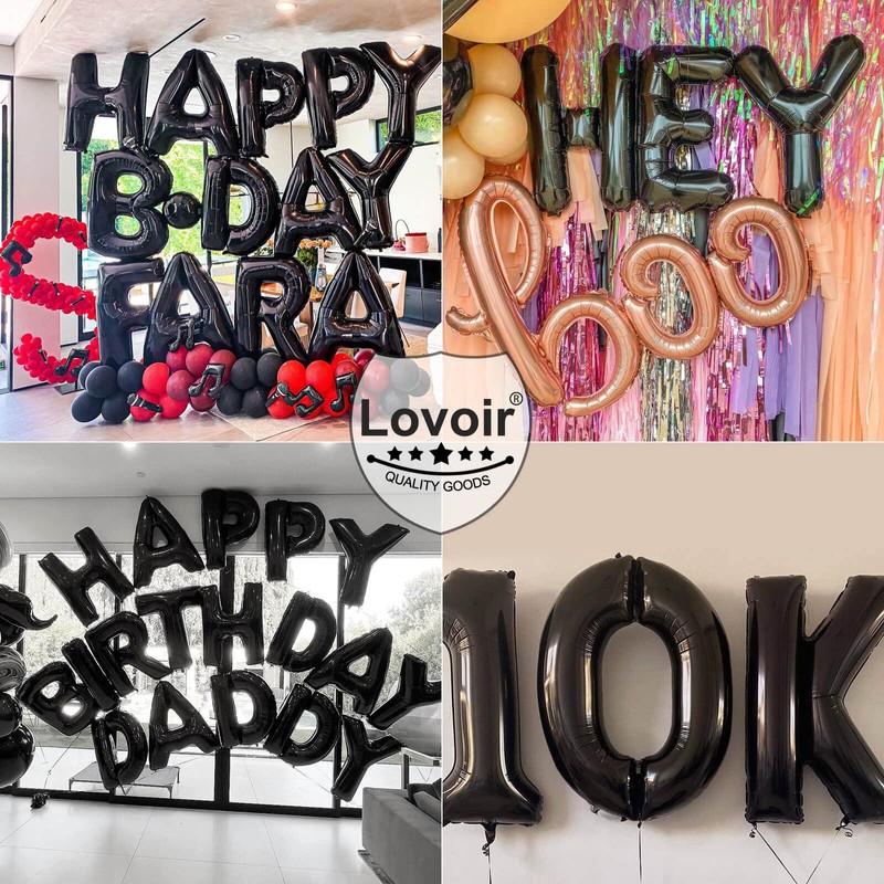 Lovoir 40 Inch Large Black Letter A Mylar Balloons for