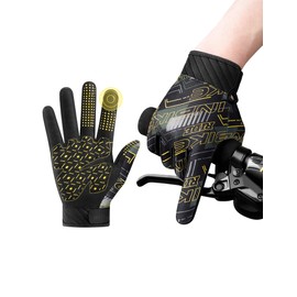 INBIKE Cycling Gloves Men Breathable Bike Gloves Stretchy Touchscreen Padded Biking Bicycle Gloves Yellow Large
