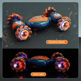 Gesture Sensing RC Stunt Car - Boys Girls Toys Age 6-8-12, 4WD Hand Controlled Remote Control Twist Car with Light & Music,Cool Birthday presents and Ideas Gifts for Kids Age 6 7 8 9 10 11 12 YearsOld