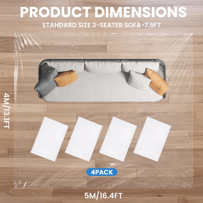 TranRantic 4 Pack Large Dust Sheets, Plastic Dust Sheets for