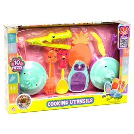 Boley Zoo Troop: Cooking Utensils - 10pc Animal Themed Kitchen Playset, Pots/Lids, Fork, Spoon, Tongs, Grater, Cutting Board & Knife, Toy Set, Kids Ages 2+