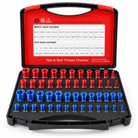 52-Piece Metric & SAE Nut and Bolt Thread Checker Set, Removable Aluminum Thread Gauge Kit for Nuts, Bolts & Screws with Portable Storage Case