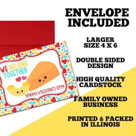 We Go Together Like Mac & Cheese Valentine Pun Themed Single All Occasion Blank Valentine's Day Card To Send To Friends & Family, 4"x 6" (when folded) Fill In Greeting