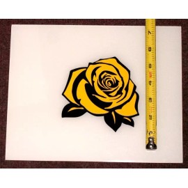 The Cyber Cave Beautiful Rose! High Quality, High Gloss 4.5" x 4.5" Vinyl Decal! - Yellow on Black