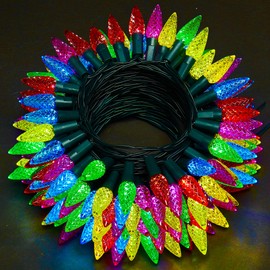 WBao C6 Christmas Lights, 100 LED 34ft Battery Operated Christmas String Lights with 8 Modes, Timer, Waterproof Design for Indoor Outdoor Christmas Trees, Fence, Stairs Xmas Decorations, Multicolor