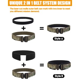 KRYDEX Tactical Battle Belt 2 Inch Quick Release MOLLE Range With Inner and Padded Anti-Slip Pad (Upgraded MC, L)