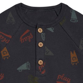 Modern Moments by Gerber Baby Boys' Henley Waffle-Knit Romper, Varsity, Newborn