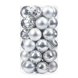 Luxtea 41ct SmallChristmas Balls Shatterproof Hanging Decorations Set for Xmas Tree Garland Ornaments (1.57''/40mm, Silver)