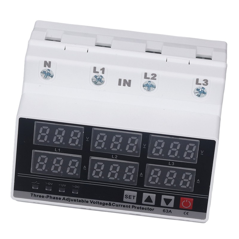 Under Over Voltage Protector 63A 3 Phase 4 Wire Adjustable