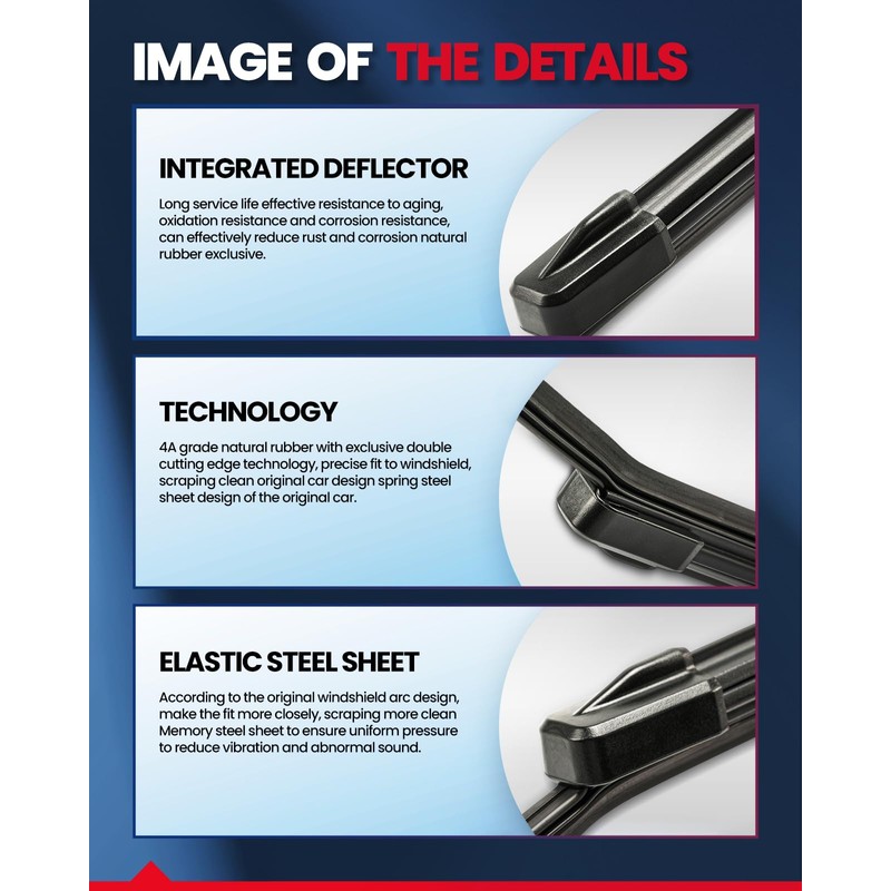 Blades, 22"+22" Automotive Replacement Front Windshield Wiper Blades Fits for