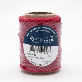 Realeather Pink Cord Waxed Thread for Leather Stitching, 50 G