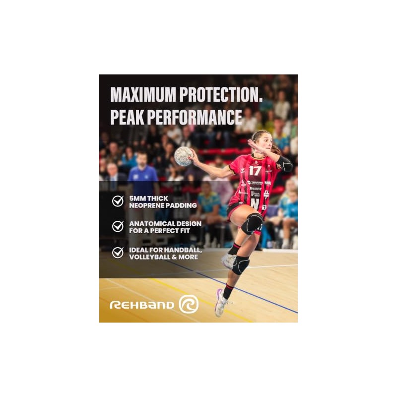 Rehband Rodilleras para Dodgeball, Balonmano y deportes de interior, protector