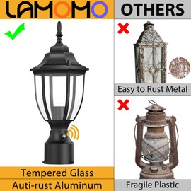 Lamomo Outdoor Post Lights, 2 Packs Dusk to Dawn Lamp Post Light Fixture, Waterproof Aluminum Lamp Posts Outdoor Lighting Pole Lantern for Yard Patio Pathway Garden