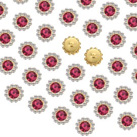 sourcing map 100pcs Sew on Rhinestones, 12mm Flower Claw Rhinestones Crystal Glass Metal Base Sewing Gems Buttons for Sewing Accessories Clothes Shoes Earring Belt Crafts, Purple