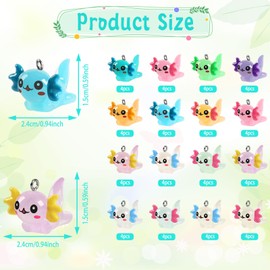 Augshy Axolotl Resin Charms, 64 Pcs Axolotl Charms Axolotl Figures Resin Axolotl Charm Mini Resin Animals Glow in The Dark for DIY Bracelet Necklace Keychain Jewelry Making
