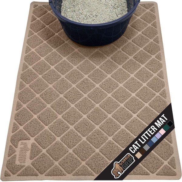 GORILLA GRIP Cat Litter Box Mat, Water Resistant Kitty Litter