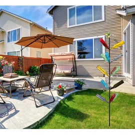 HUAGHEE Wine Bottle Tree 7.2ft Tall Bottle Trees for The Garden Outside, Rustproof Metal Bottle Tree Stand, Garden Decorative Bottle Holder, Holds Up to 15 Bottles