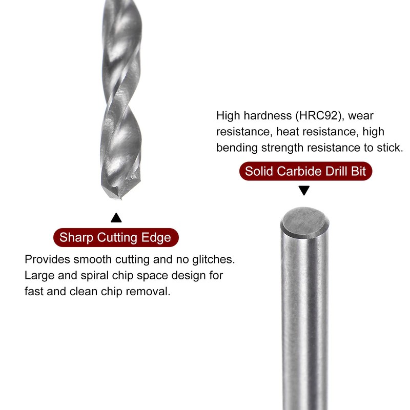 sourcing map 2pcs Solid Carbide Drill Bits 2.5mm C3/K10 Tungsten