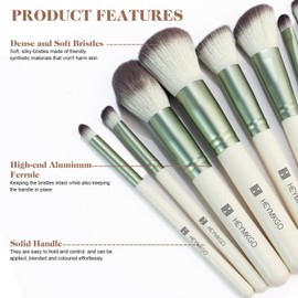 HEYMKGO Makeup Brushes 12PCS Professional Makeup Brush Set Premium Synthetic Foundation Powder Blush Blending Lip Eyeshadow Eyebrow Make Up Brush Kit with Travel Bag