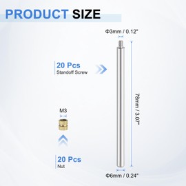 uxcell 20Pcs Sign Standoff Screws, M3 x 6mm x 78mm Metal Wall Standoff Mounts Hardware Advertising Glass Standoff Nail Acrylic Nail for Hanging Acrylic Picture Frame Panel Sign