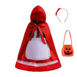 Dressy Daisy Little Red Riding Hood Fancy Dress Up Costume Set with Cloak Cape for Toddler Girls Size 6-7