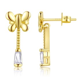 ToHeart 14k Gold Stud Earrings for Women|Minimalist Butterfly Stud Earrings Christmas Gifts