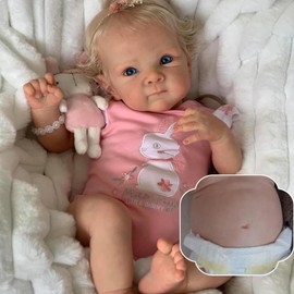 RXDOLL Lifelike Reborn Baby Dolls Anatomically Correct Girl 18 inch Silicone Full Body Vinyl Realistic Newborn Baby Dolls That Look Real Sweet Smiling Girl for Kids 3+