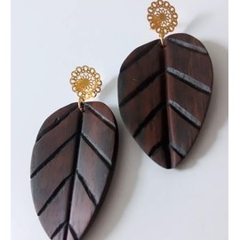 Brown Leaf - Hand Made Unique Earrings, Perfect women's Fashion Jewellery Gift, unique design made in South America - Nature collection