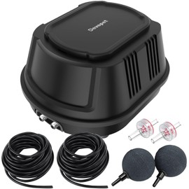 Devopet Pond Aerators for Outdoor Koi Ponds, Air Pump for Pond up to 1800 Gallons, All-in-One Flow Adjustable Pond Aeration Kit Pond Deicer with Double Outlet Airline Tubing Air Stones Check Valves