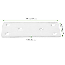 MAHIONG 30 Packs 4x2 Inches Stainless Steel Flat Straight Brace Brackets, Mending Joining Plates, Metal Mending Plates with Screws for Furniture Repairing, 2 mm Thickness