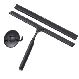 LUXEAR Shower Squeegee, 10-Inch Squeegee for Shower Glass Door, All-Purpose Stainless Steel Squeegee for Bathroom, Shower Doors, Mirrors, Tiles and Car Windows Shower Glass Cleaner with Wall Hanger