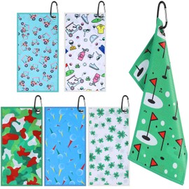 Mindsoft 6 Pack Golf Towels Bulk 12"x 6" Waffle Pattern Golf Towel for Golf Bags Magnet Strong Hold to Golf Carts Golf Bag Accessories for Men Women Funny Golf Gift Cleaning Golf Ball Club
