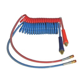 Coiled AIR Set LINE Assembly RED & Blue Truck Trailer Set with DURA-Grips, 15' Length: 1 X 12 & 1 X 40 Leads