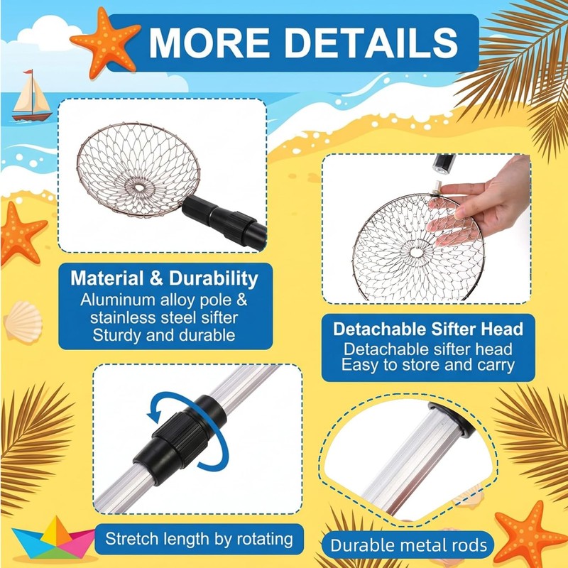 WRINGKIT 2 Pack Beach Scoop Shovel and Sifter Tool, Sand