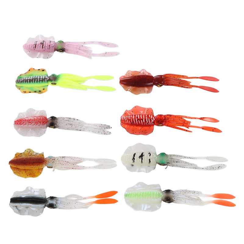 9Pcs Simulation Fishing Lures PVC Luminous Soft Fishing Baits for