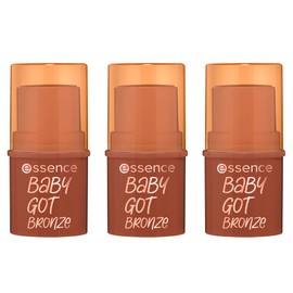 essence baby got bronze bronzing stick, Konturstift, Nr. 40, Braun, natürlich, strahlend frisch, vegan, ohne Konservierungsstoffe, ohne Parabene, ohne Mikroplastikpartikel, 3er Pack (3x5.5g)