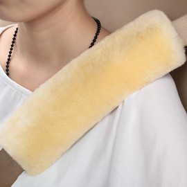 OHHMNKK 4 Pack Car Seat Belt Pads Shoulder Cover Baby Safety Belt Protector with Adjustable Soft Plush Shoulder Strap Protect Neck and Shoulder (Beige)