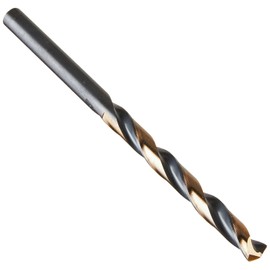 Drillco 400N Series Nitro 60 Piece High-Speed Steel Heavy-Duty Jobber Drill Bit Set, Black and Gold Oxide Finish, Round Shank, Spiral Flute, 135 Degrees Split Point, Size #1 - #60