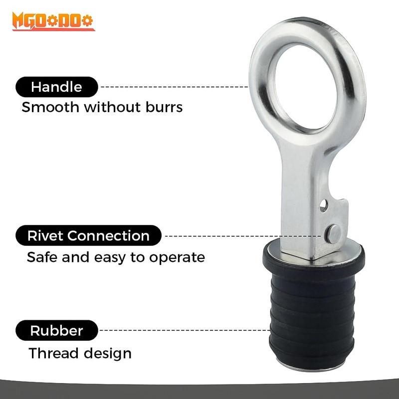 Mgoodoo 4Pcs 1 Inch Boat Plug Snap Handle Drain Plug