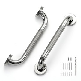 12 Inch Grab Bars for Shower, Stainless Steel Safety Handicap Grab Bars for Bathroom, Anti-Slip Shower Handle, Wall Mounted (2 Pack, Polished Nickel)