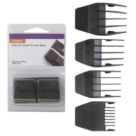 Qblahip New 2x Clipper/Trimmer Snap On Replacement Blades w/ 4x Comb Cutting Rails #2068-300 Compatible for Wahl Peanut Hair Clipper/Trimmer 8685, 8655, 8685-1301 and 8663, Black