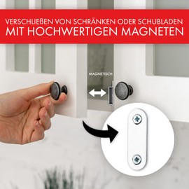 Loumaxx Magnetic Catch, Magnetic Lock, Magnetic Lock, Door Magnet, Furniture Magnet, Cabinet Door Magnet, Magnetic Door Closer, Holding Magnet, white
