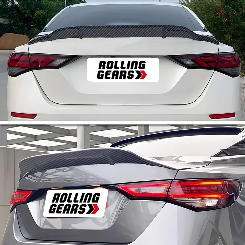 Rolling Gears Carbon Fiber Look Trunk Spoiler Wing Compatible with