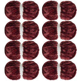 HOMBYS Soft Velvet Yarn,Super Bulky Chenille Yarn for Knitting,Fluffy Plush Thick Yarn for Crocheting,Wine Red Soft Yarn Pack of 8,Big Yarn for Chunky Blanket,Jumbo Yarn(49 yds,8.8 oz Each Skein)