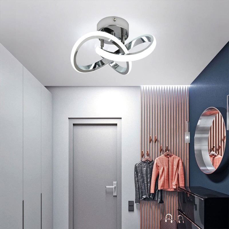 HOUZEE Ceiling Lamp Small Elegant Unique Silver LED Light Fixture