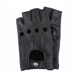 Swift Wear Men's Fingerless Half Finger Driving Fitness Motorcycle Cycling Unlined Leather Gloves-Premium Quality, Ideal For Driving, Motorbike (M, Black)