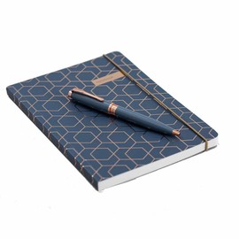 Matilda Myres Notebook & Pen - Rose Gold Foil - Gift Pack - Grey