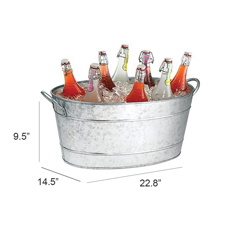 Benzara AMC0001 Beverage Tub with Handles, Gray